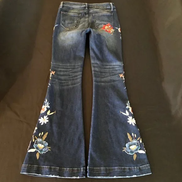 Free People x Driftwood Farrah Embroidered Flare Jeans Sz 28